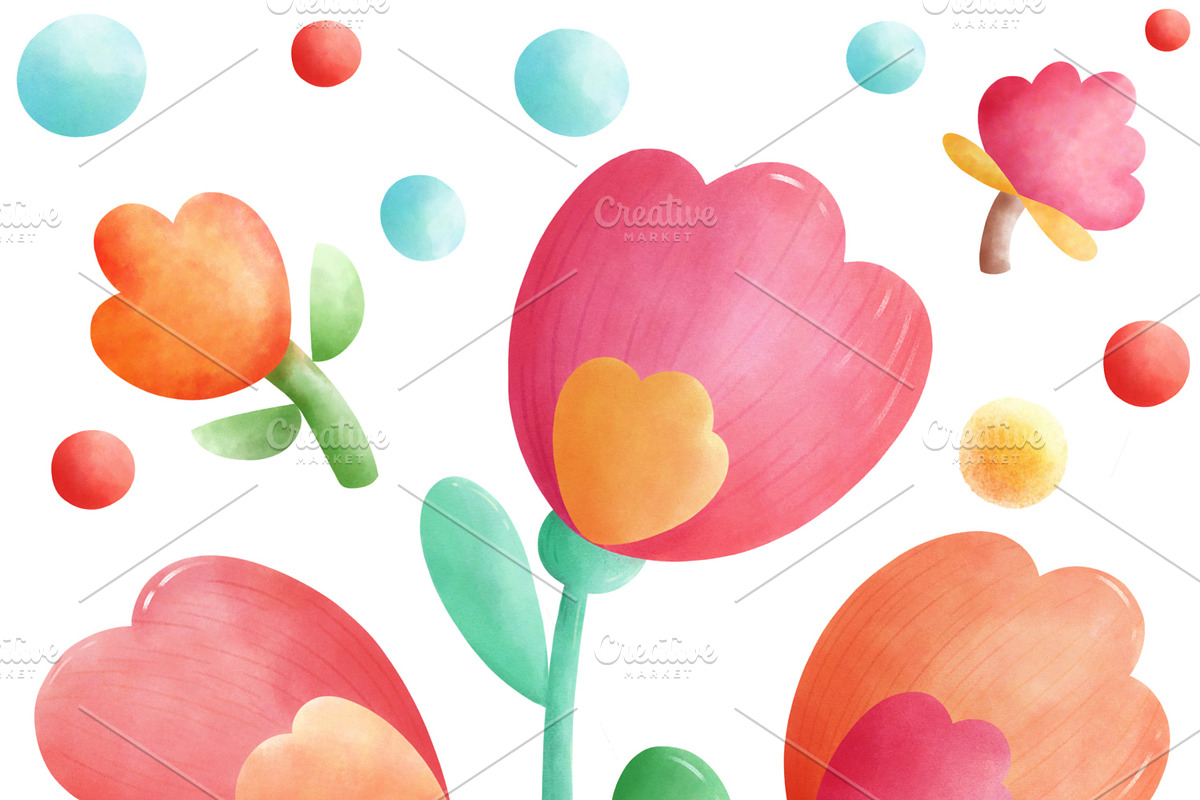 Summer Flower Watercolor, a Seasonal Illustration by Sense Library (Photo 9 of 18)