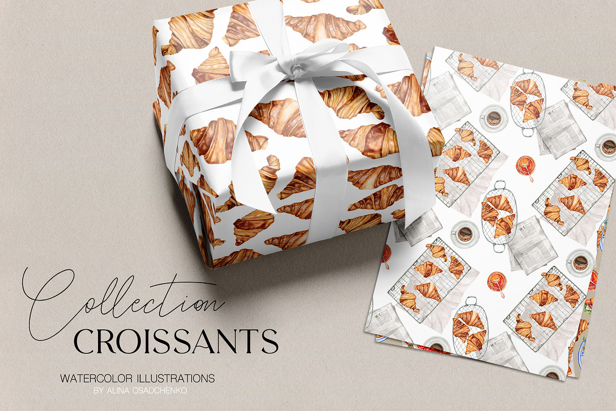 Watercolor Croissants Collection, a Food Illustration by CrystalinaShop (Photo 6 of 7)