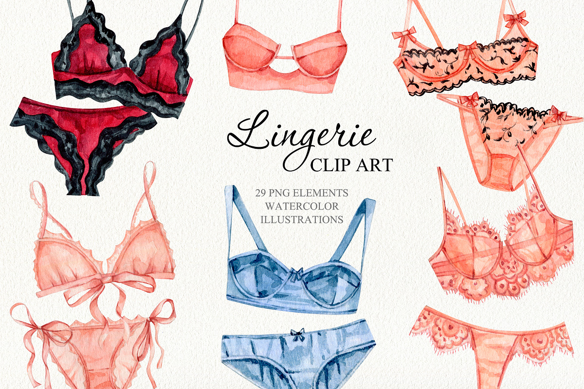 Watercolor lingerie set, an Illustration by CrystalinaShop (Photo 1 of 4)