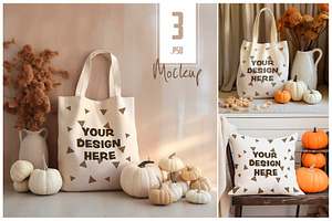 Totebag Cushion Halloween Mockup