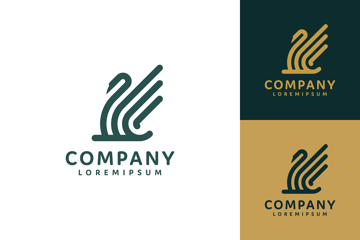 Minimalist line geometric swan logo, a Branding & Logo Template by Saba Vector
