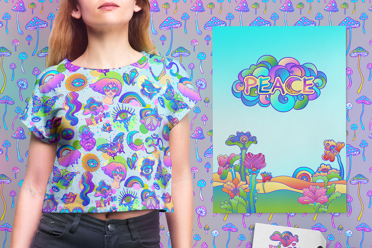 HIPPIE Set of 150+ vectors, a Pattern Graphic by Varvara Gorbash (Photo 8 of 9)
