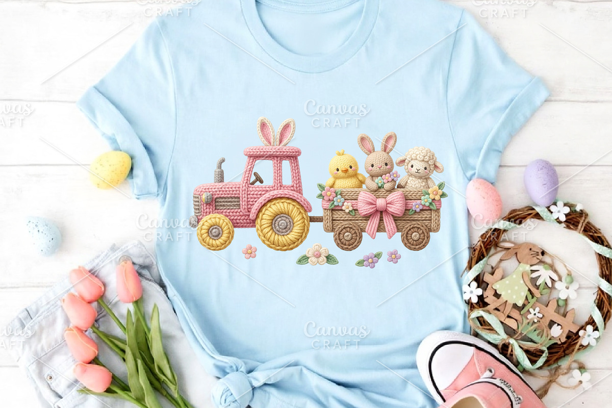 Crochet Easter Tractor PNG, an Illustration by Canvas Craft (Photo 3 of 6)