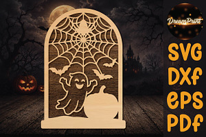 Ghost Halloween Arch Lantern SVG, an Object Graphic by DreamPrint404