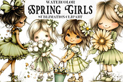 Whimsical Spring Girls Clipart, an Illustration by Designking (Thumbnail 1 of 5)
