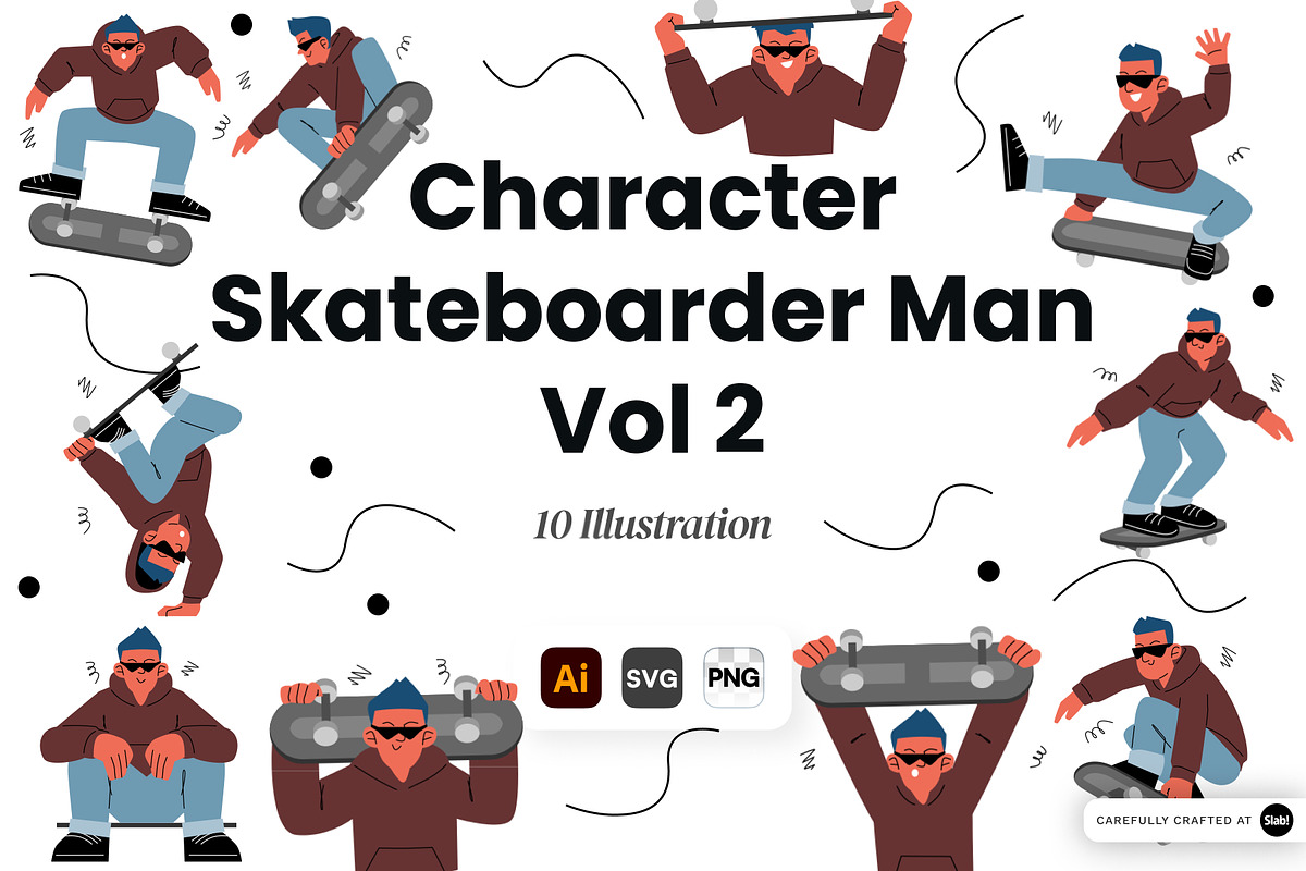 Character Skateboarder Man Vol. 2, a Sport Illustration by SLAB! Design (Photo 1 of 3)