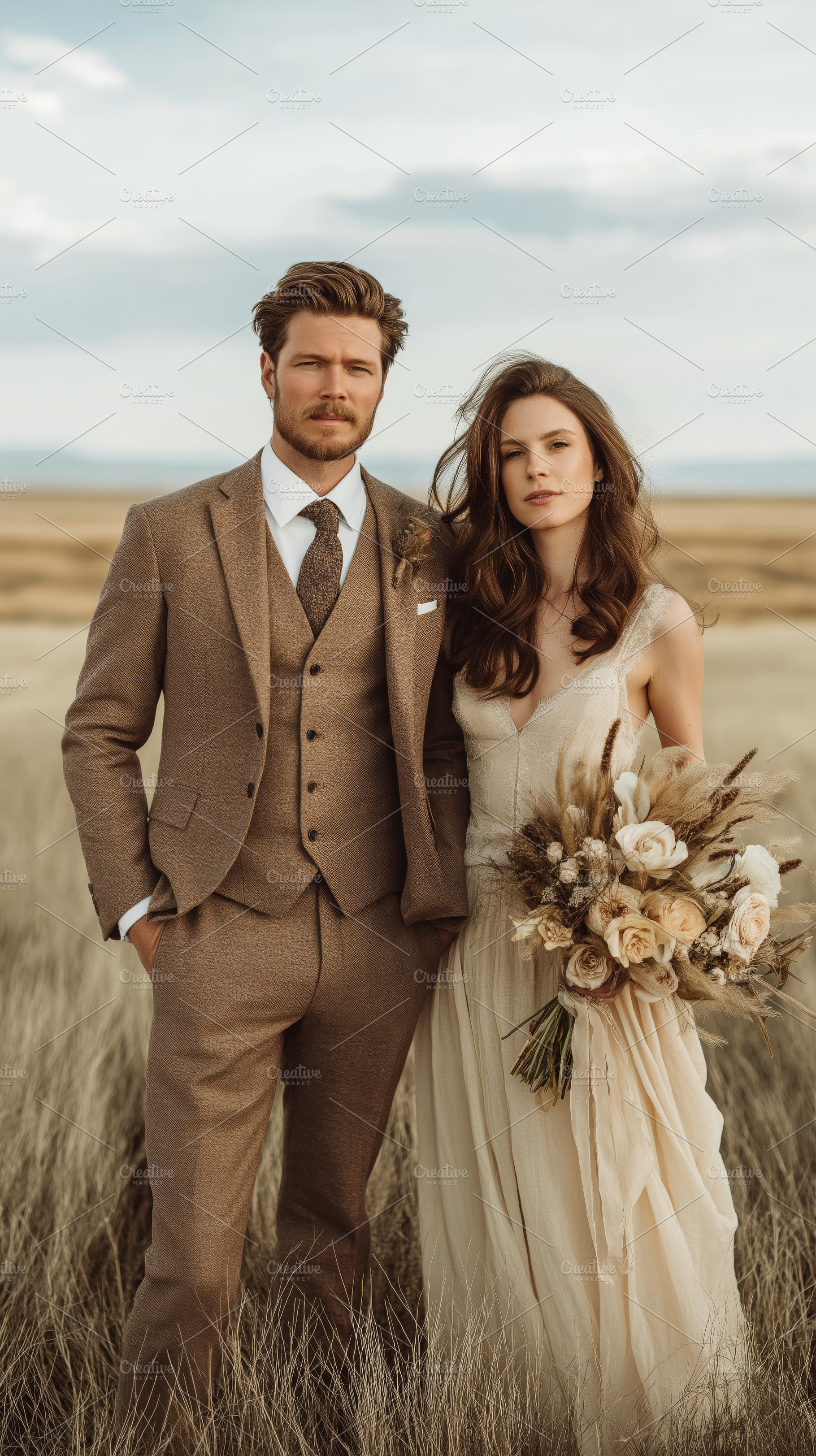 Rustic Brown Wedding Portrait, a Person Photo by Ocean Digital Art