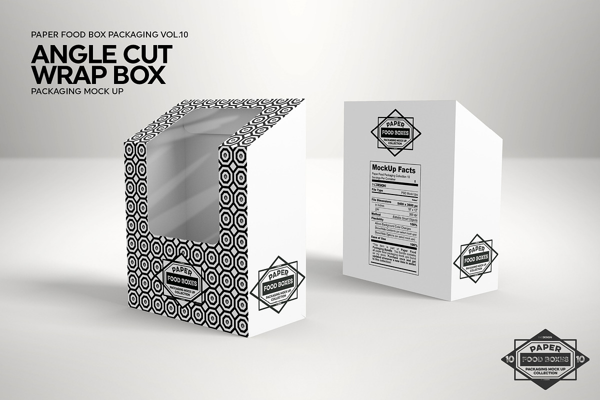 Angle Cut Sandwich Wrap Box Mockup, a Packaging Mockup by INCDesign (Photo 3 of 6)