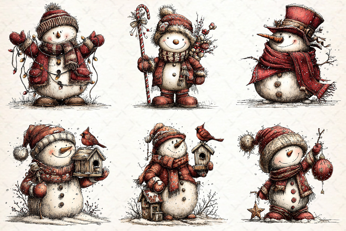 Festive Snowman Winter Clipart, an Illustration by Libby Wishes (Photo 3 of 8)