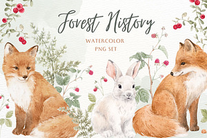 Watercolor Forest Set