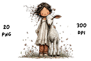 Whimsical Floral Girl & Lamb, an Animal Illustration by GiraffeCreative (Thumbnail 3 of 20)
