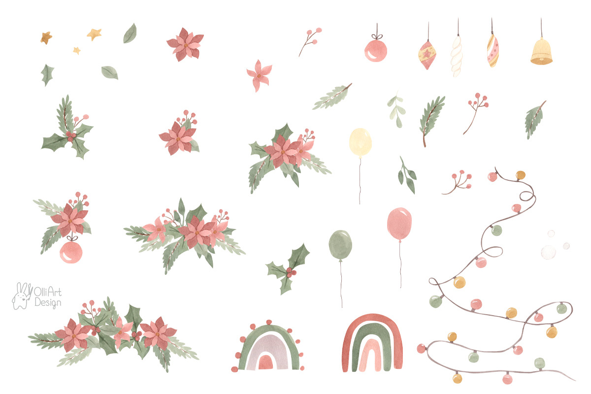 WHIMSICAL CHRISTMAS. Watercolor, an Animal Illustration by OlliArtDesign (Photo 3 of 7)