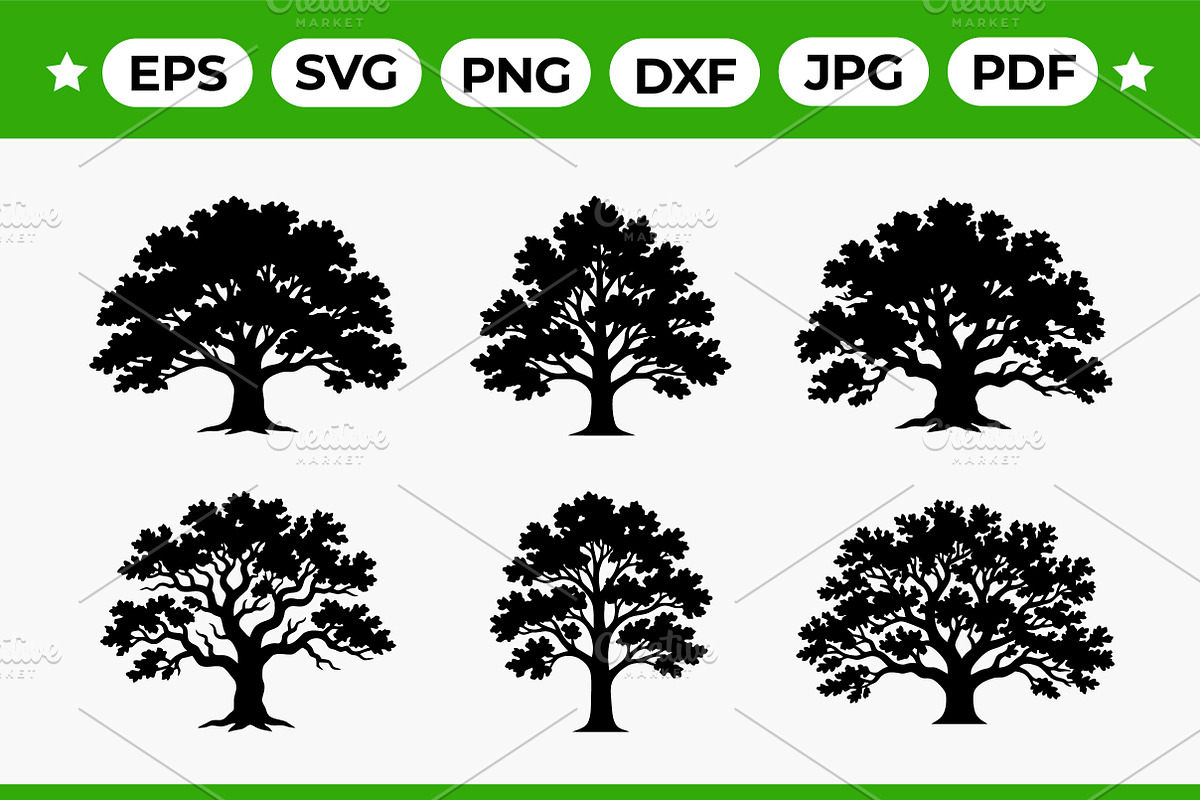 Oak Tree Silhouette Vector Pack, an Object Graphic by Artonix (Photo 1 of 3)