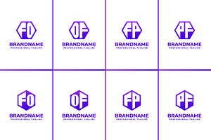 Letters FO OF FP PF Hexagon Logo Set, a Branding & Logo Template by Pray Art Design Studio