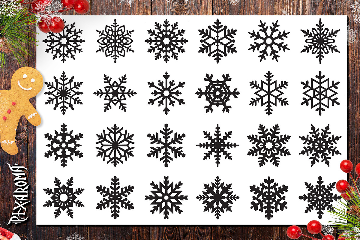 200 Snowflakes Bundle | Cut Files, a Decorative Illustration by pixaroma (Photo 5 of 9)