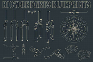 Bicycle Parts Blueprints Set