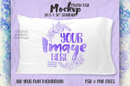 Standard size pillow case mockup