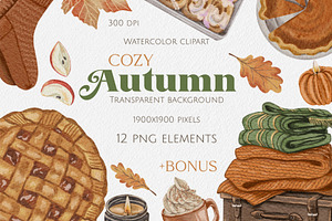 Cozy Autumn Watercolor clipart, a Food Illustration by Marge Art