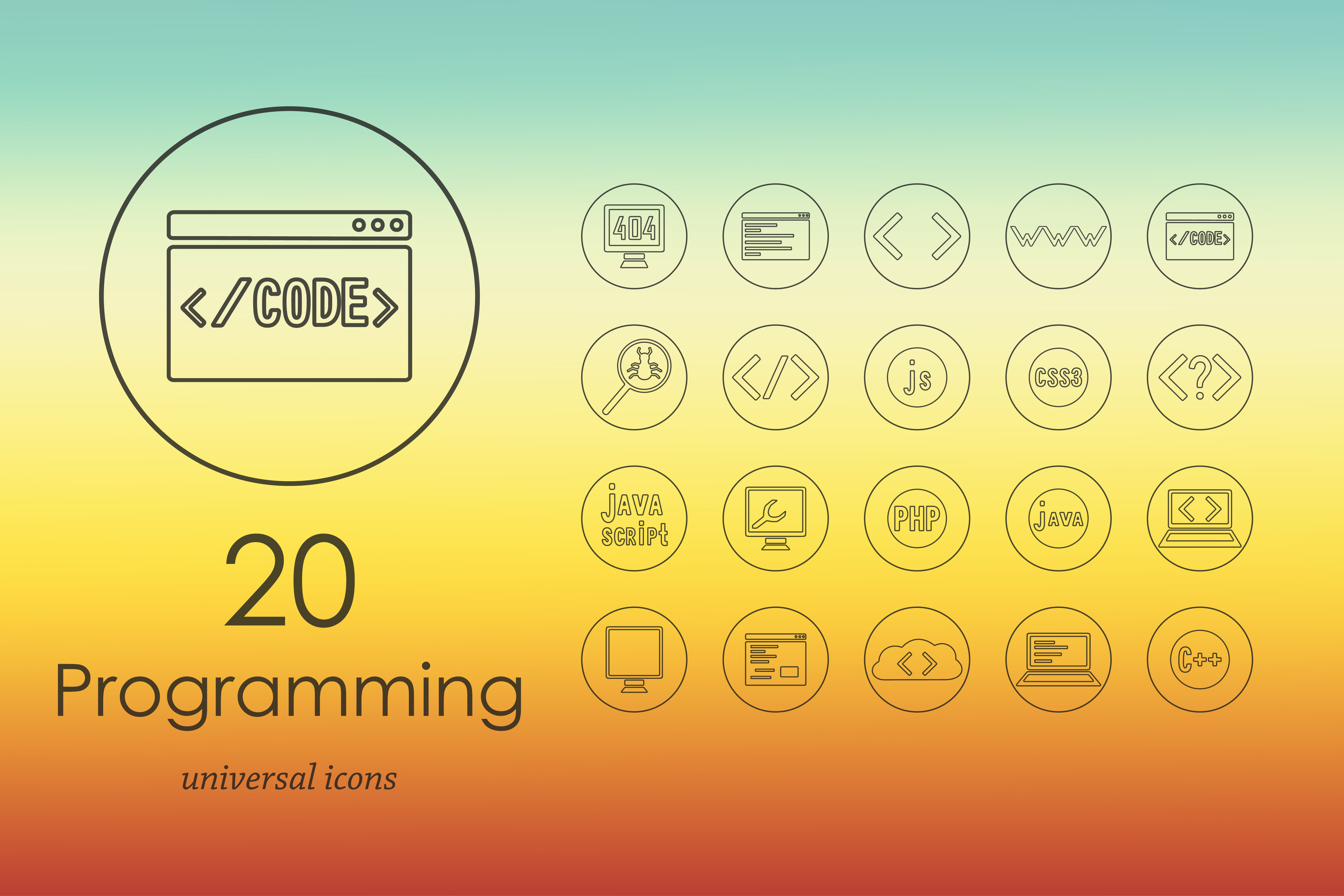 20 programming line icons | Icons ~ Creative Market