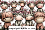 whimsical spring highland cow clipar, an Illustration by Designworld (Thumbnail 1 of 5)