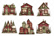 Whimsical Christmas House Clipart, an Illustration by SinaCreation (Thumbnail 3 of 7)