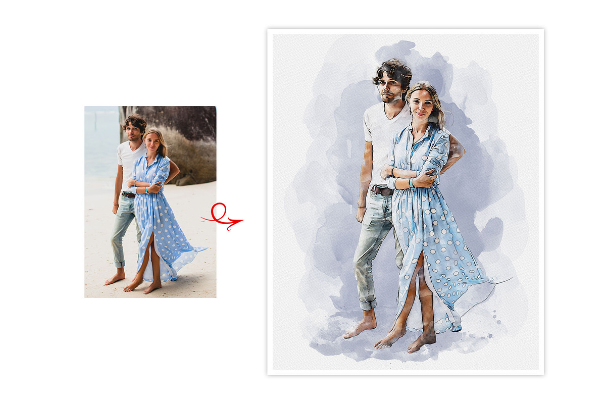 Watercolors Couple's Dreamy Painting, an Action Add-On by MRI STUDIO (Photo 7 of 26)