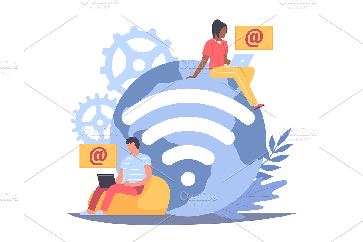 Remote work, communication, a Technology Illustration by YummyBuum