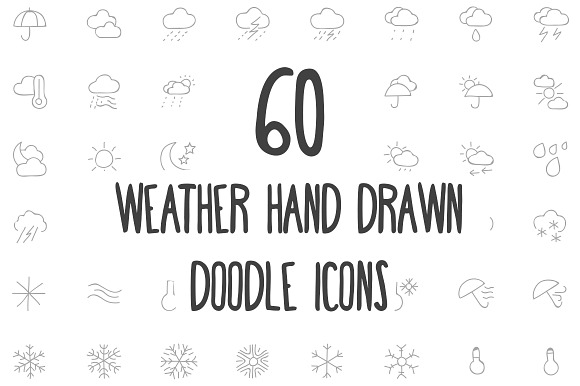 60 Weather Hand Drawn Doodle Icons preview 3