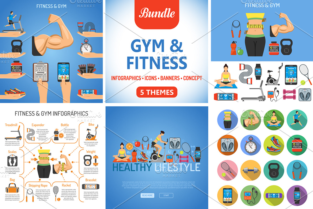 Gym and Fitness Themes, an Outline Icon by TAlex (Photo 1 of 6)