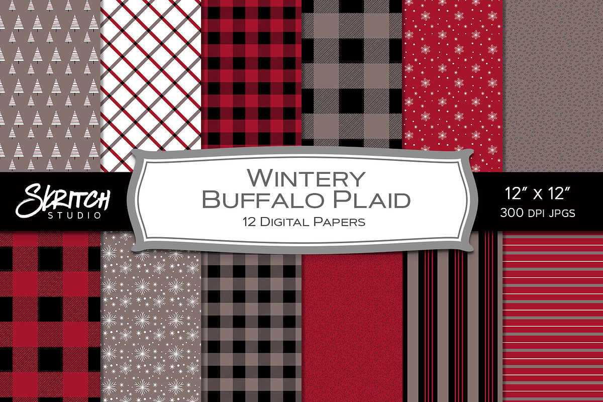 Wintery Buffalo Plaid and Patterns, a Pattern Graphic by Skritch Studio (Photo 1 of 3)