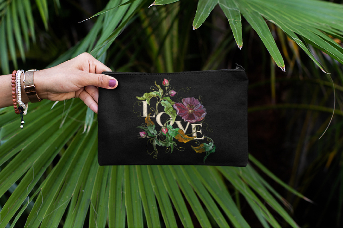 Love slogan. Embroidery flowers, an Illustration by Matrioshka (Photo 5 of 9)