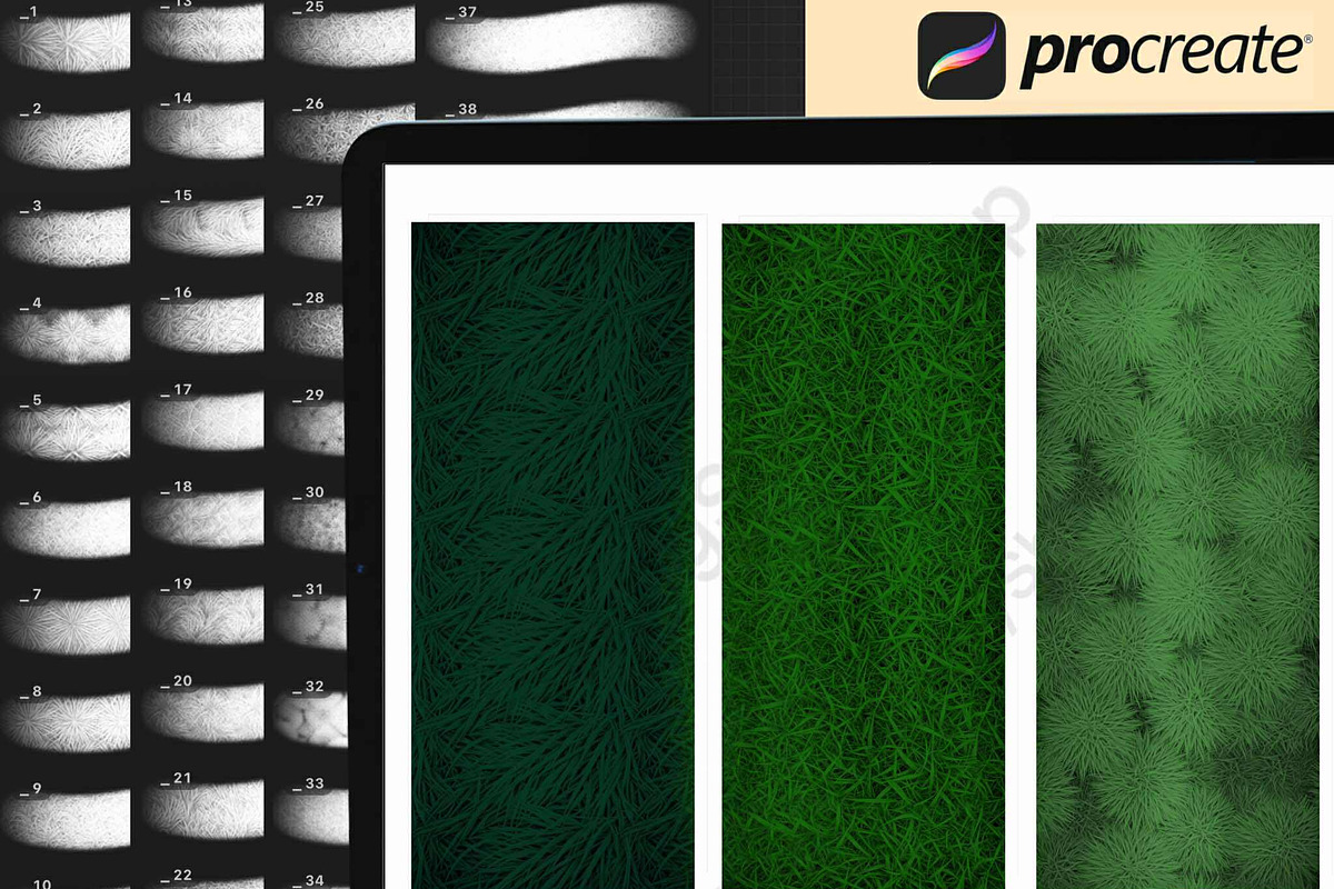 100 Procreate Grass Texture Brushes, a Brush Add-On by DrawingStoryShop (Photo 4 of 6)