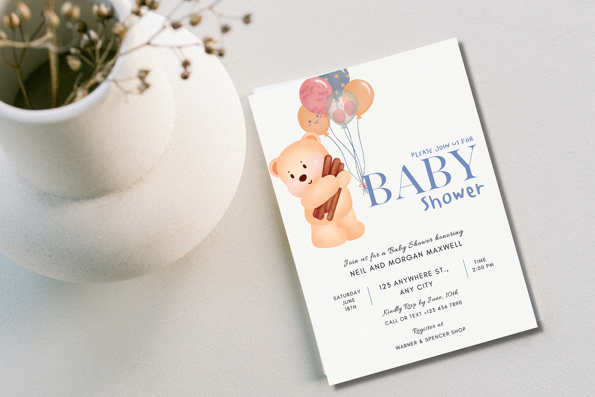 Cute Baby Shower Invitation Card, an Invitation Template by TheSimplySereneShop (Photo 9 of 10)