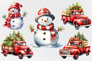 Watercolor Christmas Vintage Clipart, an Illustration by Moon Studio (Thumbnail 3 of 12)