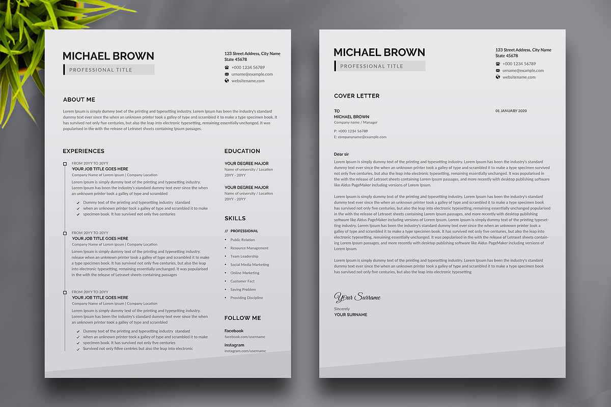 Minimal Resume/CV Template, a Resume Template by Aspect_Studio (Photo 2 of 5)