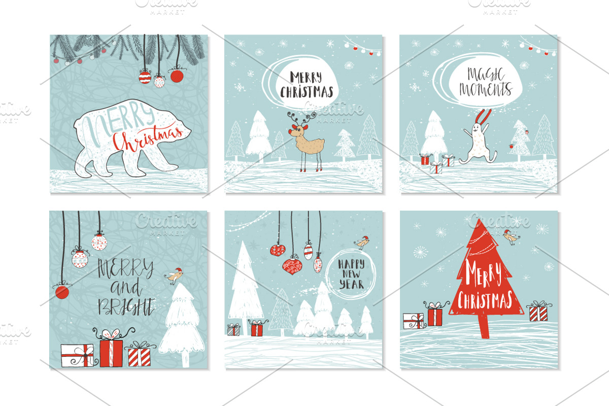 6 Christmas cards with lettering, a Decorative Illustration by UTM Studio (Photo 1 of 3)