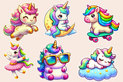 Kawaii Unicorn Stickers Clipart, an Illustration by Designworld (Thumbnail 6 of 7)