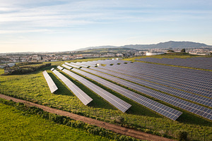 Drone shot of solar panels installed on agricultural land during day, a Photo by andreonegin market