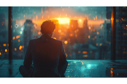 A depressed businessman lost his, a Business Photo by ZinetroN