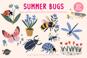 Summer Garden Bugs Illustrations