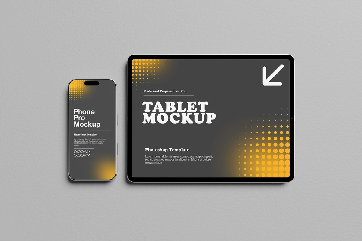 Tablet and Phone Mockup, a Wearable Device Mockup by GraphicWindow (Photo 2 of 5)