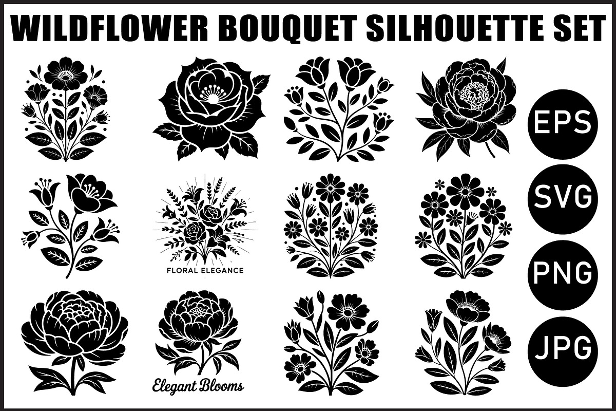 Black Wildflower Bouquet Set, an Object Graphic by jahid234 (Photo 13 of 13)