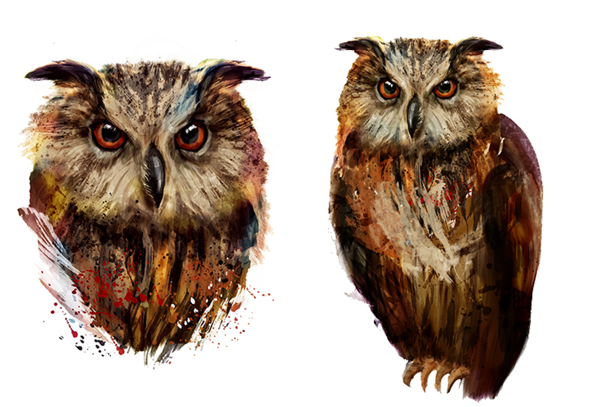 Set owls fineart .4 styles, an Animal Illustration by art_mouse (Photo 5 of 5)