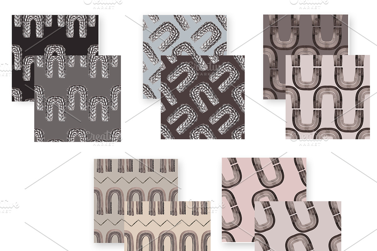 Watercolor Black Rainbows Patterns, a Pattern Graphic by MayaNavits (Photo 6 of 11)