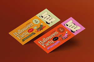 Orange Halloween Party Ticket, a Card Template by graphicook