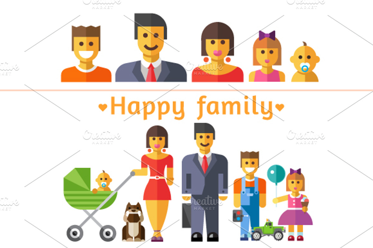 Happy family. People characters, a Person Illustration by TastyVector