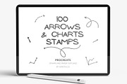 100 Arrow Procreate Stamp Brushes, a Brush Add-On by Greek fonts by nantia.co (Thumbnail 1 of 6)