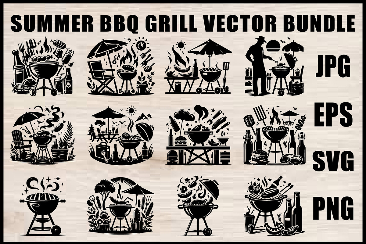 Black BBQ Grill SVG Set, an Object Graphic by jahid234 (Photo 1 of 13)