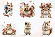 Chipmunk Watercolor Cliparts, an Animal Illustration by RobertsArt (Thumbnail 2 of 7)