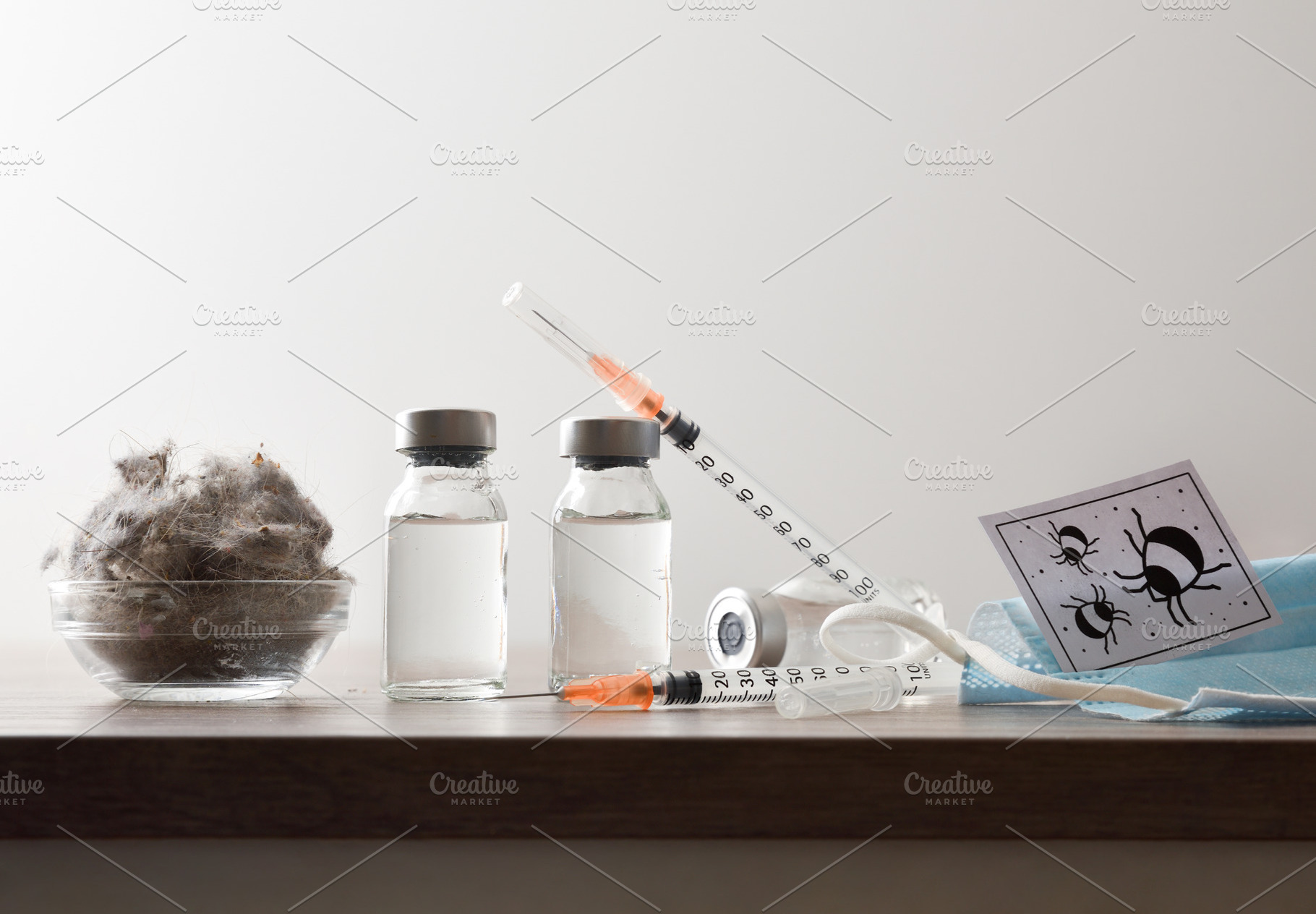 Dust mite allergy treatment tools white isolated background, a Health & Medical Photo by Davizro's Market